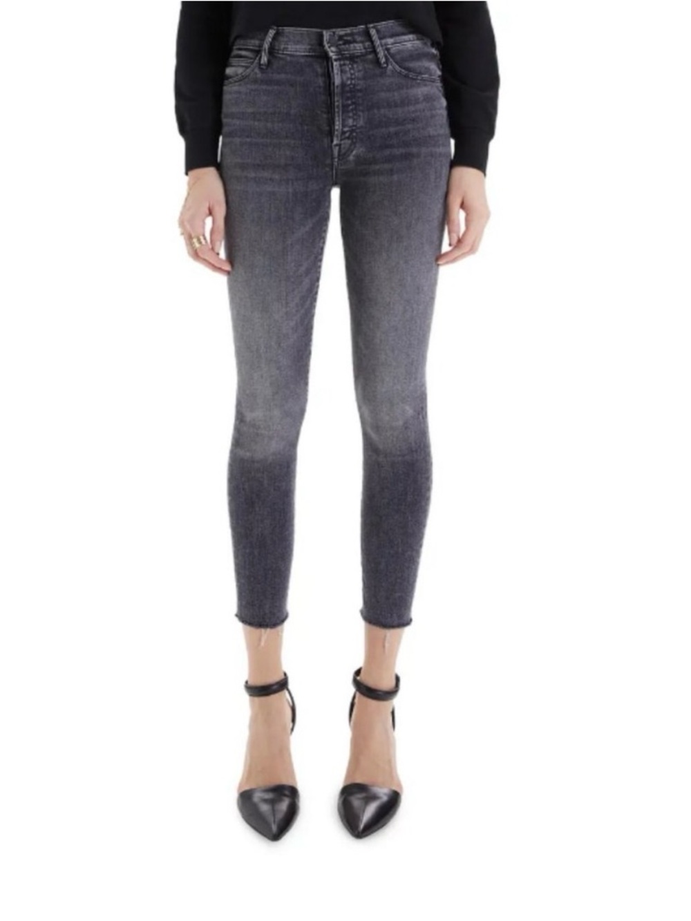 MOTHER The Stunner Ankle Fray Skinny Jeans Night Garden Size 23